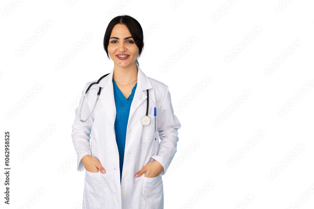 Professional female doctor in white coat Professional female doctor in white coat