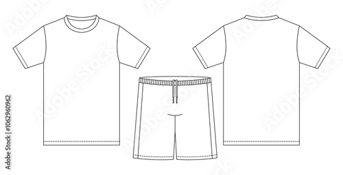 T-shirt jersey mockup outline isolated sport background clothing template tee kit