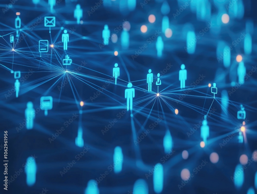 Representation of digital connections, online personas, and interconnectedness in a web-based environment. Representation of digital connections, online personas, and interconnectedness in a web-based environment.
