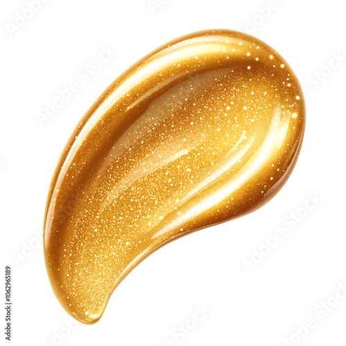 golden metallic gel smear isolated on transparent background Generative Ai.