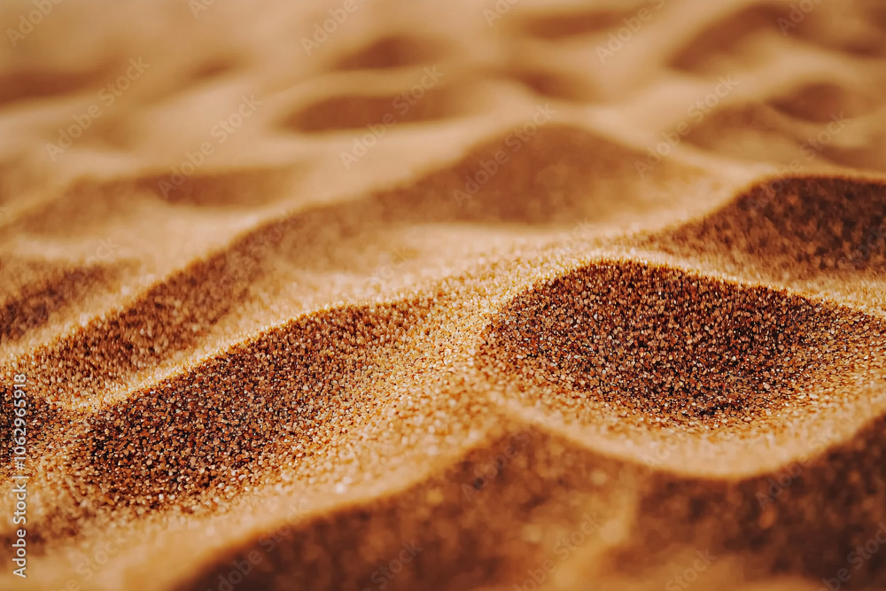 Detailed close up of sand grains on beach, showcasing texture and patterns Detailed close up of sand grains on beach, showcasing texture and patterns