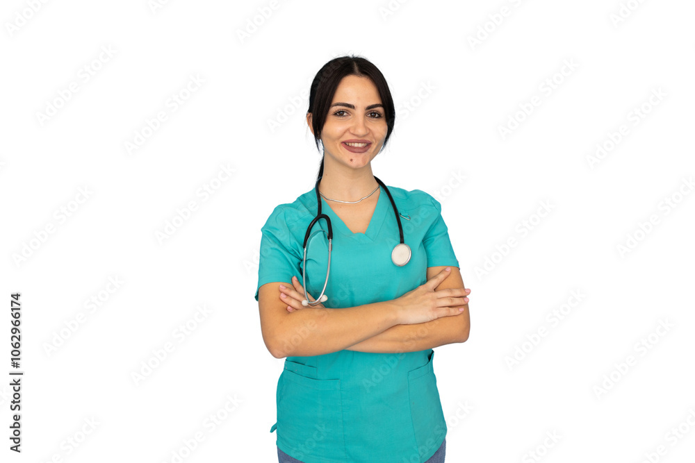 Smiling young nurse in scrubs Smiling young nurse in scrubs