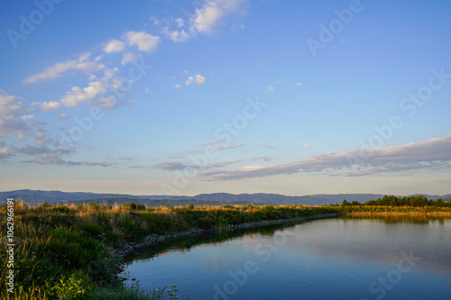 Belizmata Dam with a backdrop of the Pirin Mountains, Bansko, Bulgaria