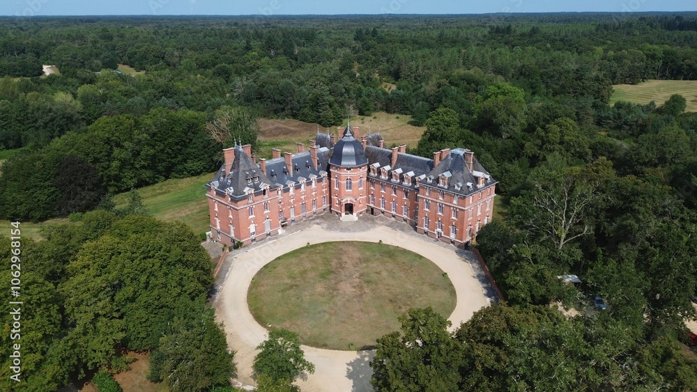 Fototapeta premium drone photo Rivaulde castle france europe
