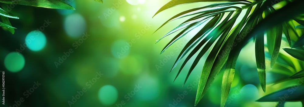 Obraz premium Green leaves with a blurred background.