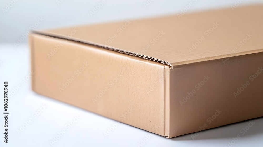 Close up shot of plain cardboard package for consumer product marketing Close up shot of plain cardboard package for consumer product marketing
