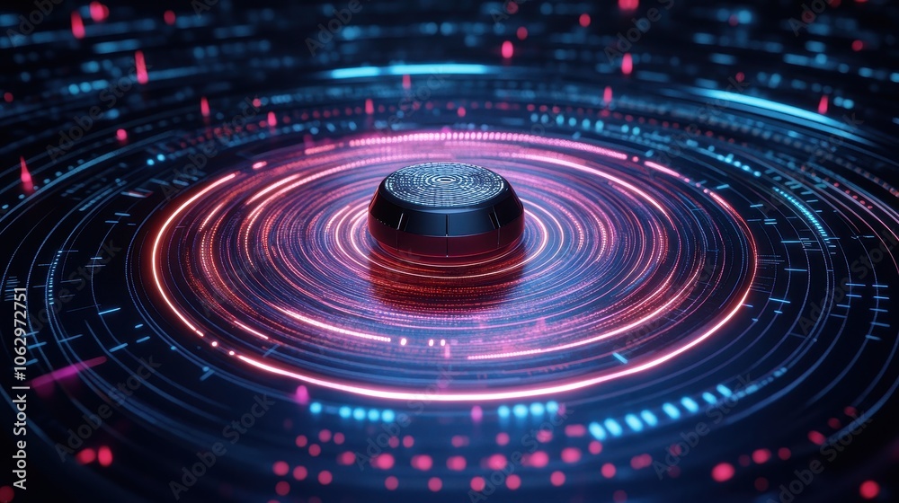 Futuristic Device with Concentric Sound Waves Futuristic Device with Concentric Sound Waves