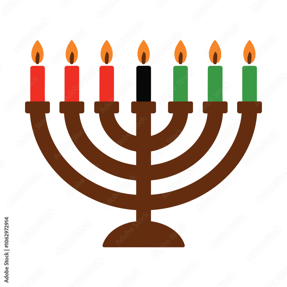 Kwanzaa Kinara with Lit Candles Illustration Kwanzaa Kinara with Lit Candles Illustration