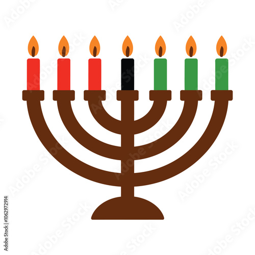 Kwanzaa Kinara with Lit Candles Illustration