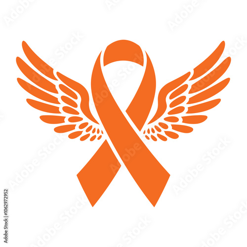 Orange Ribbon with Wings for Leukemia Awareness