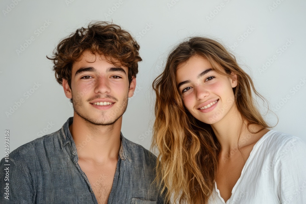 A man and a woman dressed in white are partners in a startup business A man and a woman dressed in white are partners in a startup business