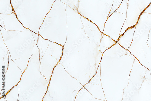 Elegant white marble surface with delicate gold veins forming a sophisticated pattern, perfect for interior design and luxury backgrounds.