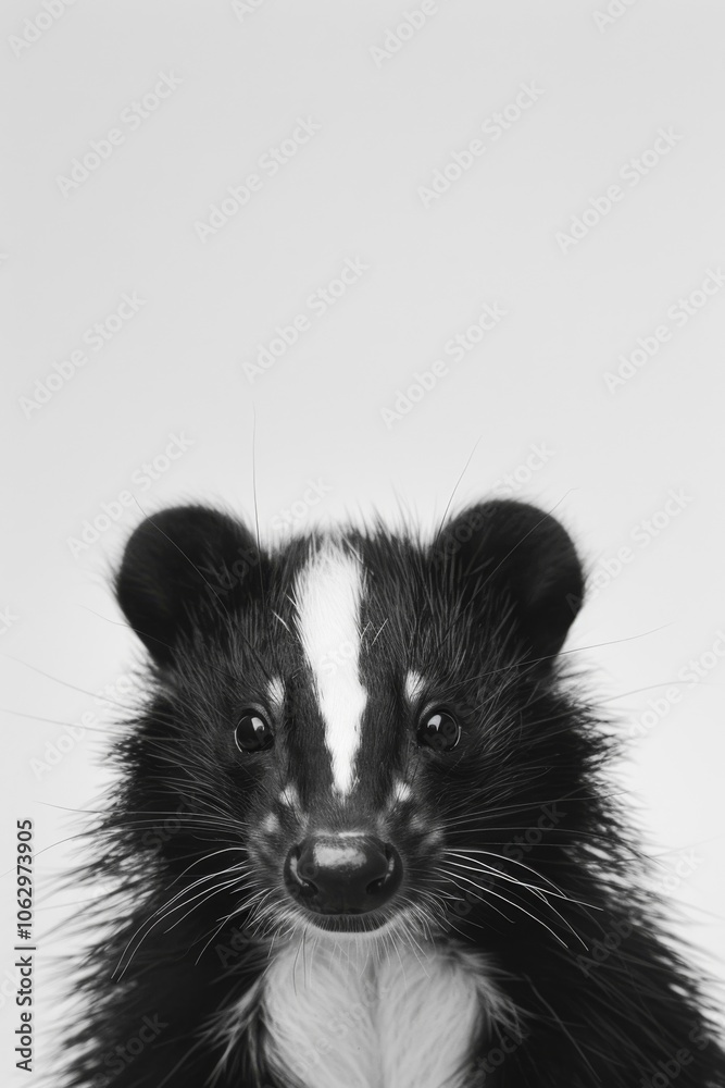 Close-up Portrait of a Cute Badger with Distinctive Stripes, Set Against a Minimalist White Background, Perfect for Wildlife and Nature Themes. Close-up Portrait of a Cute Badger with Distinctive Stripes, Set Against a Minimalist White Background, Perfect for Wildlife and Nature Themes.