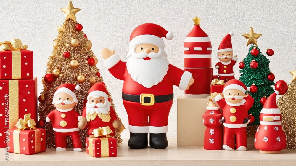 Festive Santa Figurines and Holiday Decorations Festive Santa Figurines and Holiday Decorations