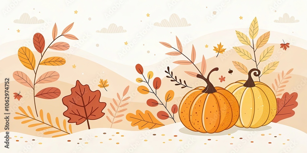 minimalist cute cartoon fall banner background minimalist cute cartoon fall banner background