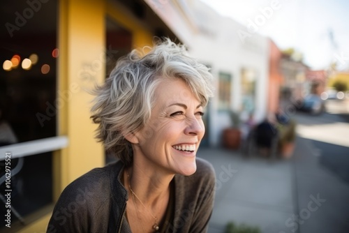 Portrait of a beautiful middle-aged woman smiling at the camera