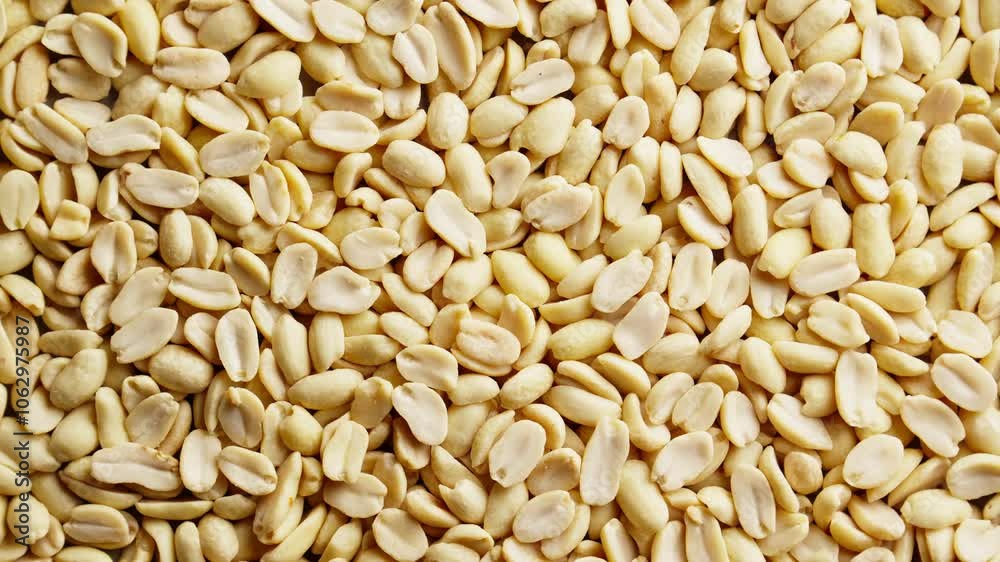 Peanuts pile rotating. Raw snack. Peanut without shell. Vegan organic food. Top view. Healthy nutrition. Energy product. Peeled nut. Peanut kernels rotating. 4K, UHD Peanuts pile rotating. Raw snack. Peanut without shell. Vegan organic food. Top view. Healthy nutrition. Energy product. Peeled nut. Peanut kernels rotating. 4K, UHD