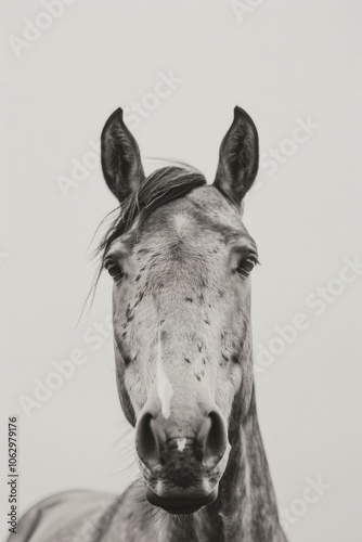 Wallpaper Mural Majestic Close-Up of a Grey Horses Head Against a Minimalist Background, Capturing the Beauty and Grace of Equine Majesty in Monochrome. Torontodigital.ca