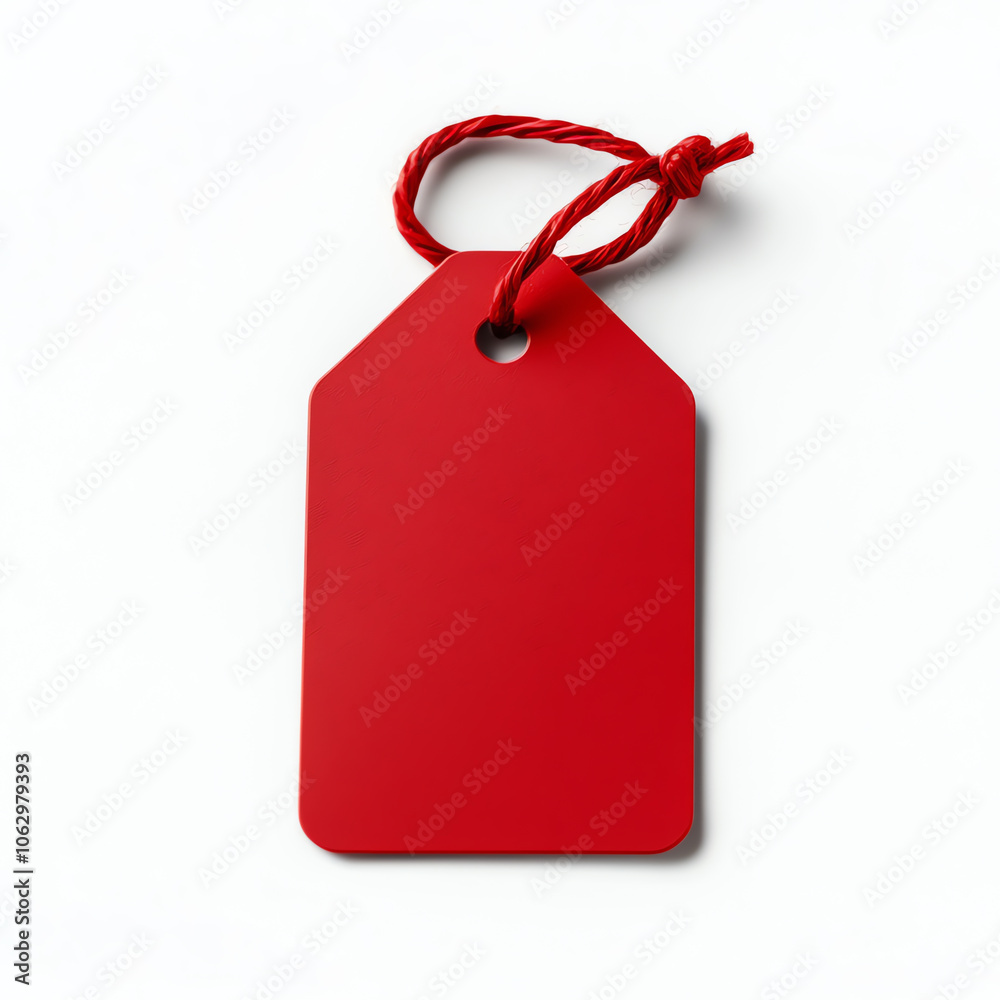 Fototapeta premium Blank Red Price Tag on White Background