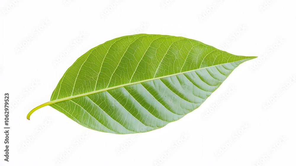 Obraz premium macro shot of vibrant green leaf showcasing intricate veins and texture