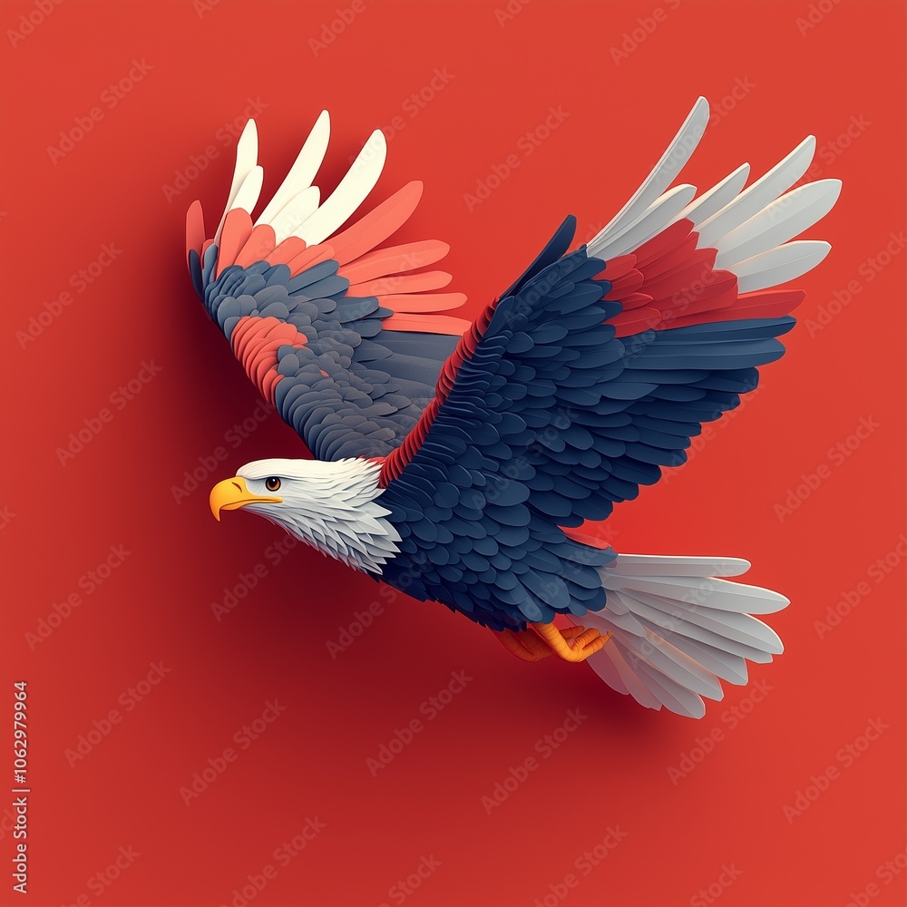 Obraz premium American Eagle Papercraft Patriotic Artwork Symbolizing Strength and National Pride