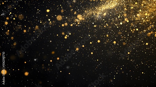 Golden Glitter and Sparkles Against a Black Background