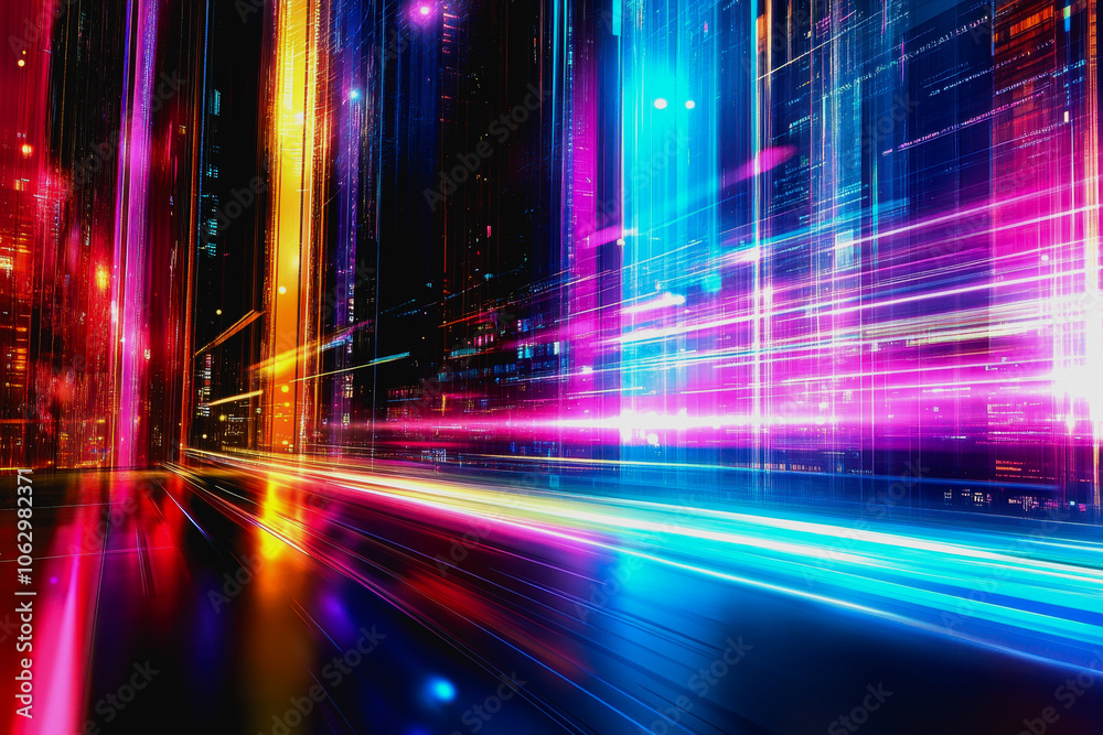 Explore a vibrant abstract light composition, featuring dynamic colors and glowing lines that evoke energy and motion. Ideal for modern digital art projects. Explore a vibrant abstract light composition, featuring dynamic colors and glowing lines that evoke energy and motion. Ideal for modern digital art projects.