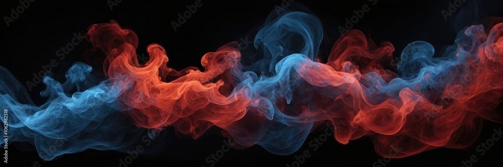 Abstract smoke fire in Red and blue light isolated on a black background Abstract smoke fire in Red and blue light isolated on a black background