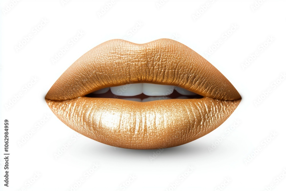 A close up of a woman's lips with a gold lip gloss A close up of a woman's lips with a gold lip gloss