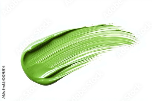 A green brush stroke on a white background