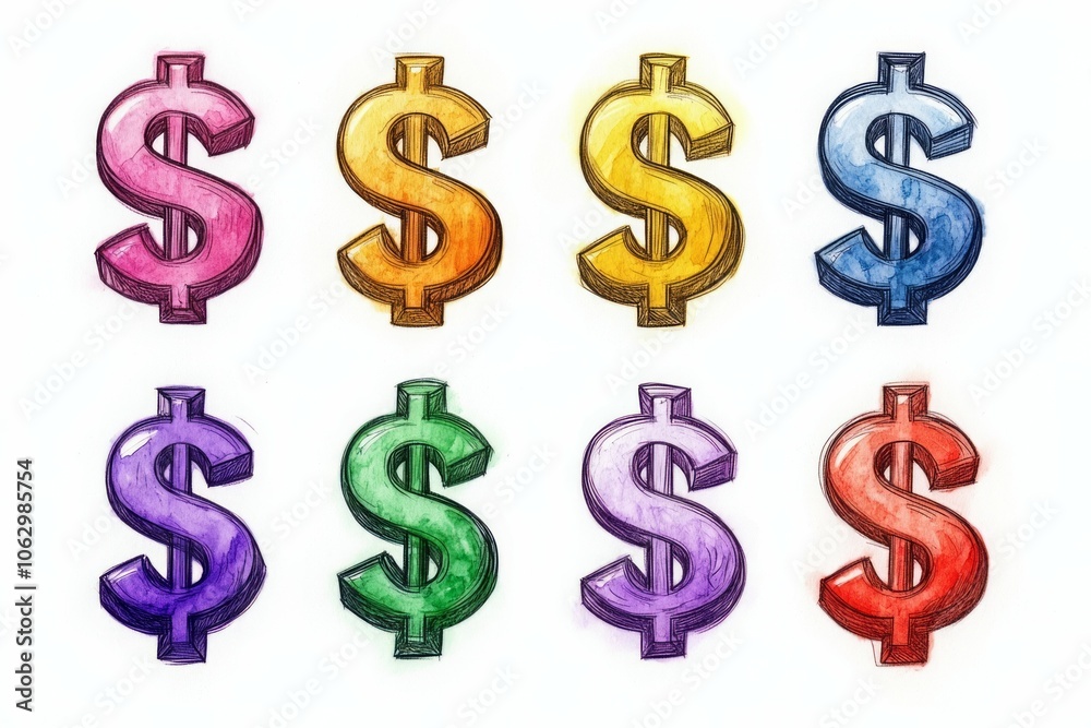 Hand drawn dollar symbol doodle style on white background, finance symbol Hand drawn dollar symbol doodle style on white background, finance symbol
