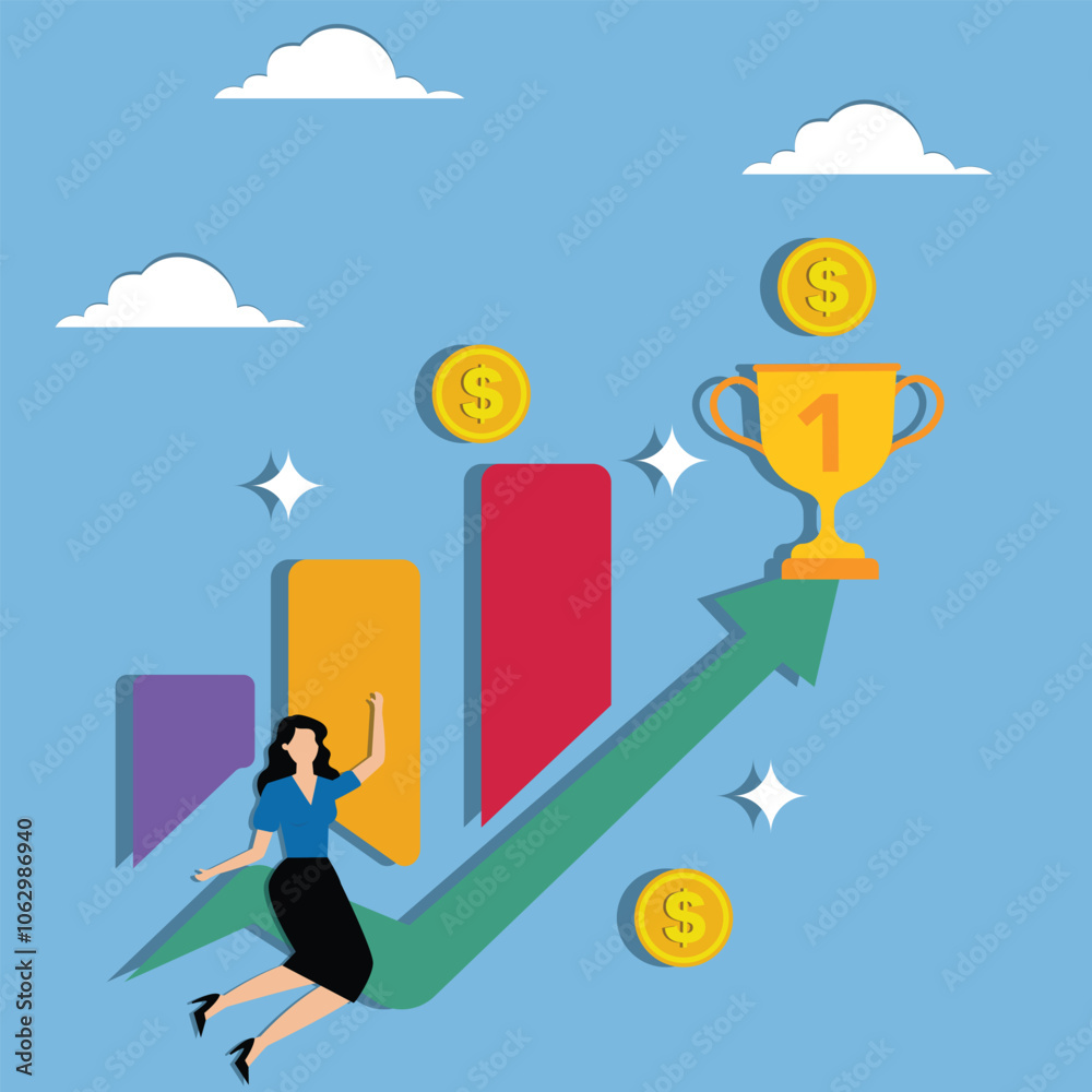 Businesswomen are successful in their investments and make a lot of profit Businesswomen are successful in their investments and make a lot of profit