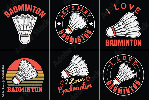 Badminton Typography Bundle, Badminton T-Shirt Bundle, Badminton Vector, vector, Badminton Lineart, Badminton silhouette