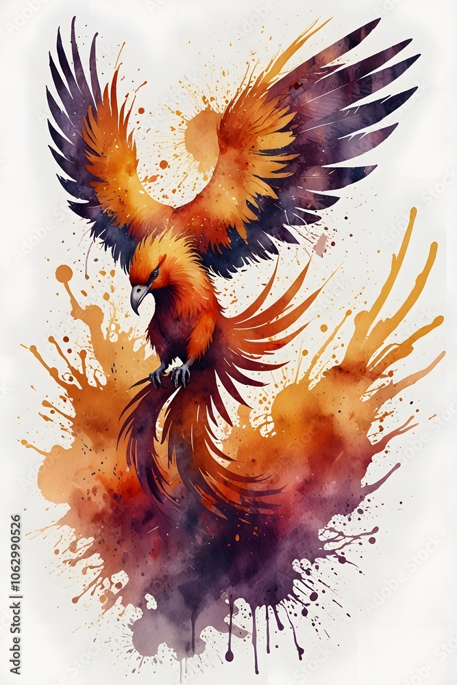 Fototapeta premium Phoenix in watercolor style