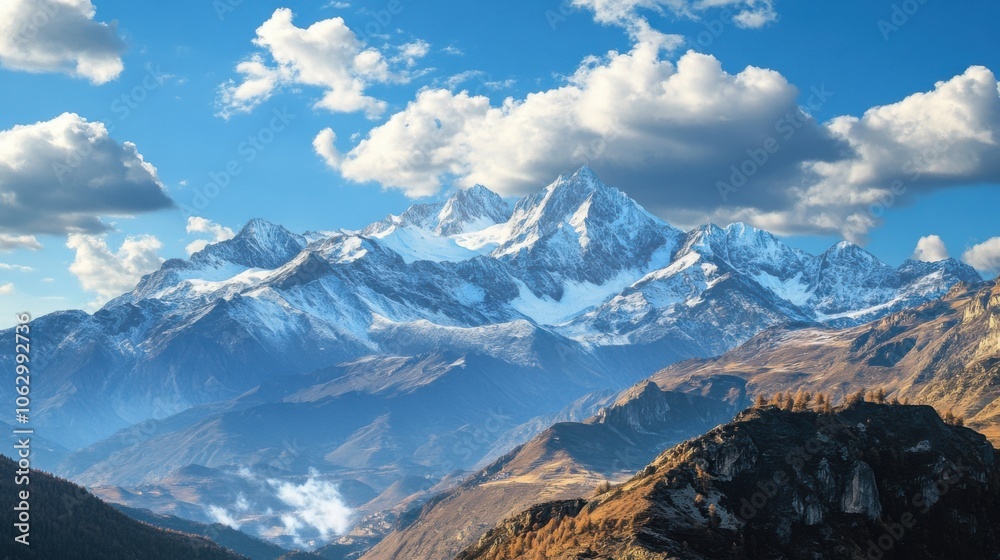 Dramatic shot of a mountain range with imposing Dramatic shot of a mountain range with imposing
