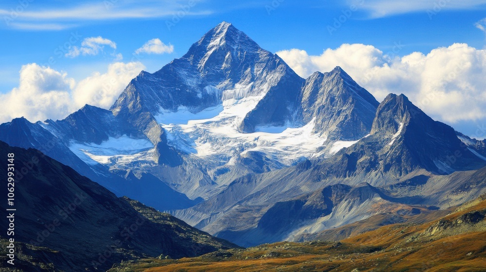 Dramatic shot of a mountain range with imposing Dramatic shot of a mountain range with imposing