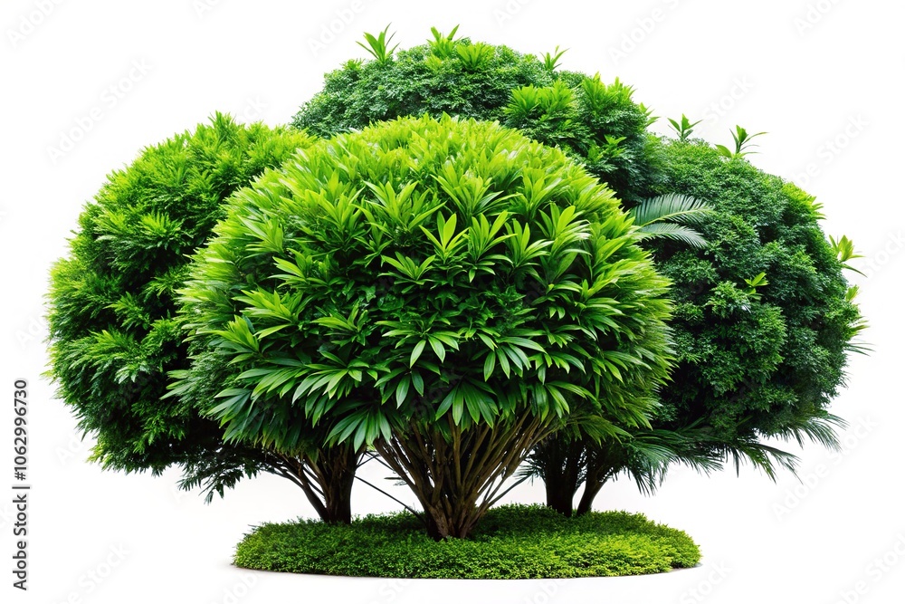 Fototapeta premium Green-leafed garden bush, solitary and tropical.