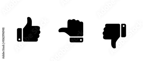 Like, neutral, and dislike thumb icon. Feedback sign symbol
