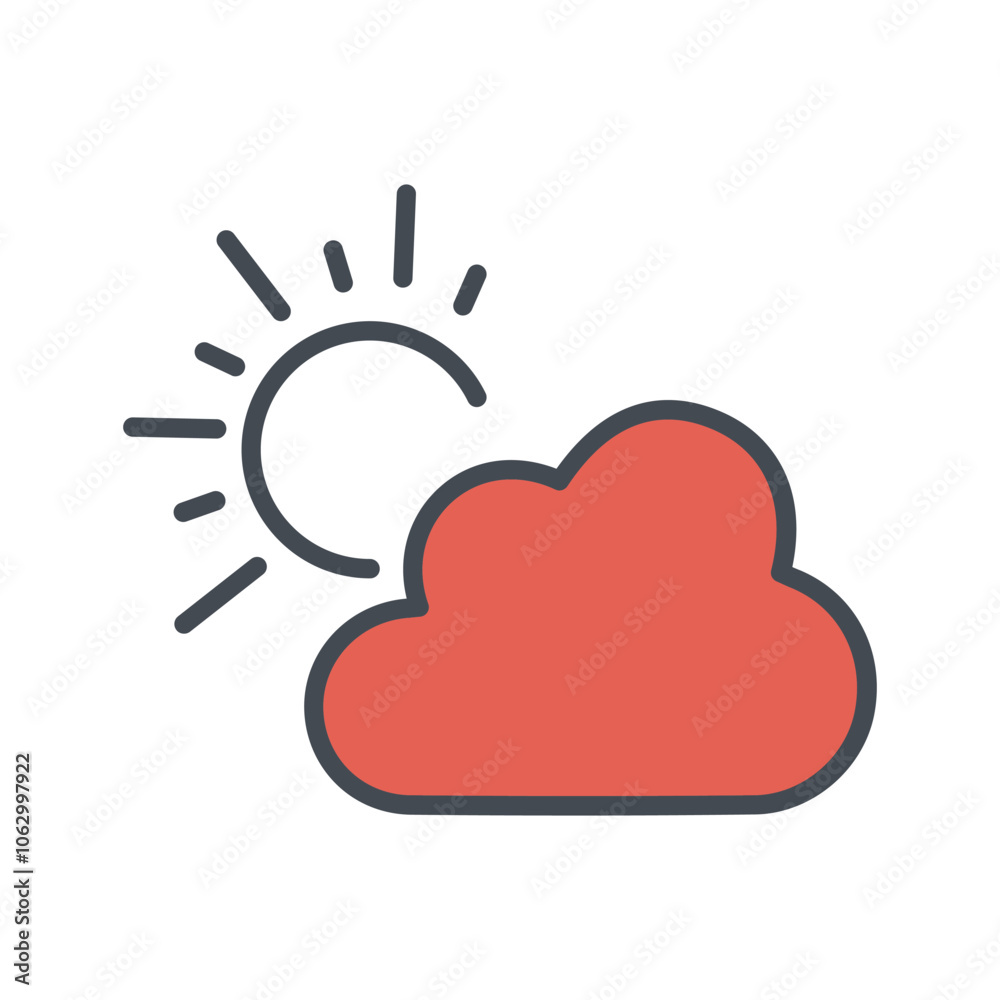 Sun Behind Small Cloud Vector Icon Sun Behind Small Cloud Vector Icon