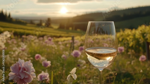 Wine being served into a glass with the sprawling beauty