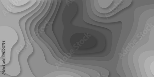 Abstract white paper cut background with lines. Background of the topographic map. White wave paper curved reliefs abstract background. Realistic papercut decoration textured with wavy layers.