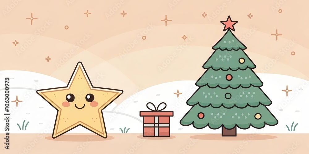 minimalist cute cartoon religious christmas background