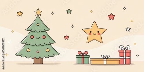 minimalist cute cartoon religious christmas background