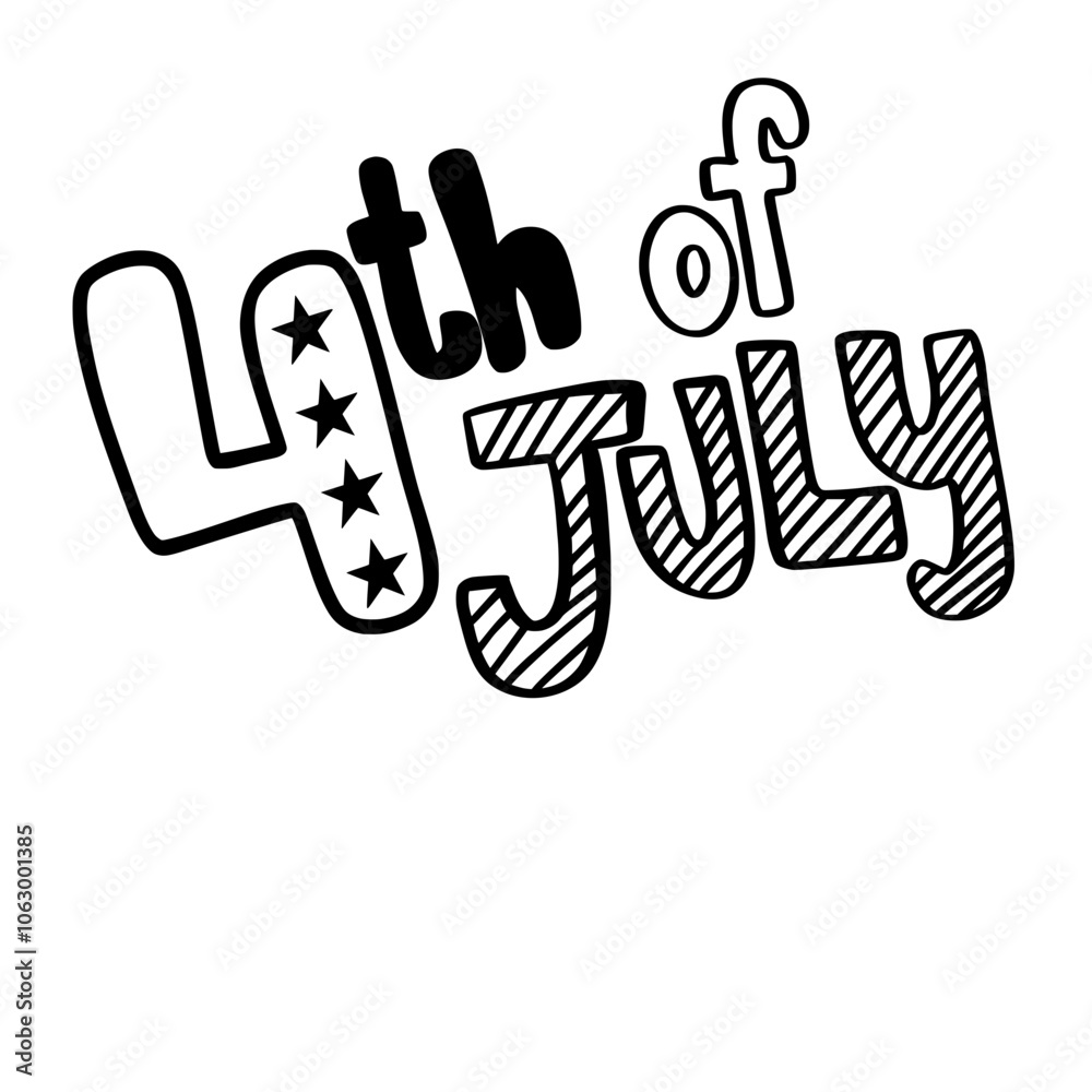4th of July, Independence Day, Fourth of July, poster with USA flag doodle. 4th of July, Independence Day, Fourth of July, poster with USA flag doodle.
