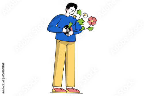 Men with Plants Illustration