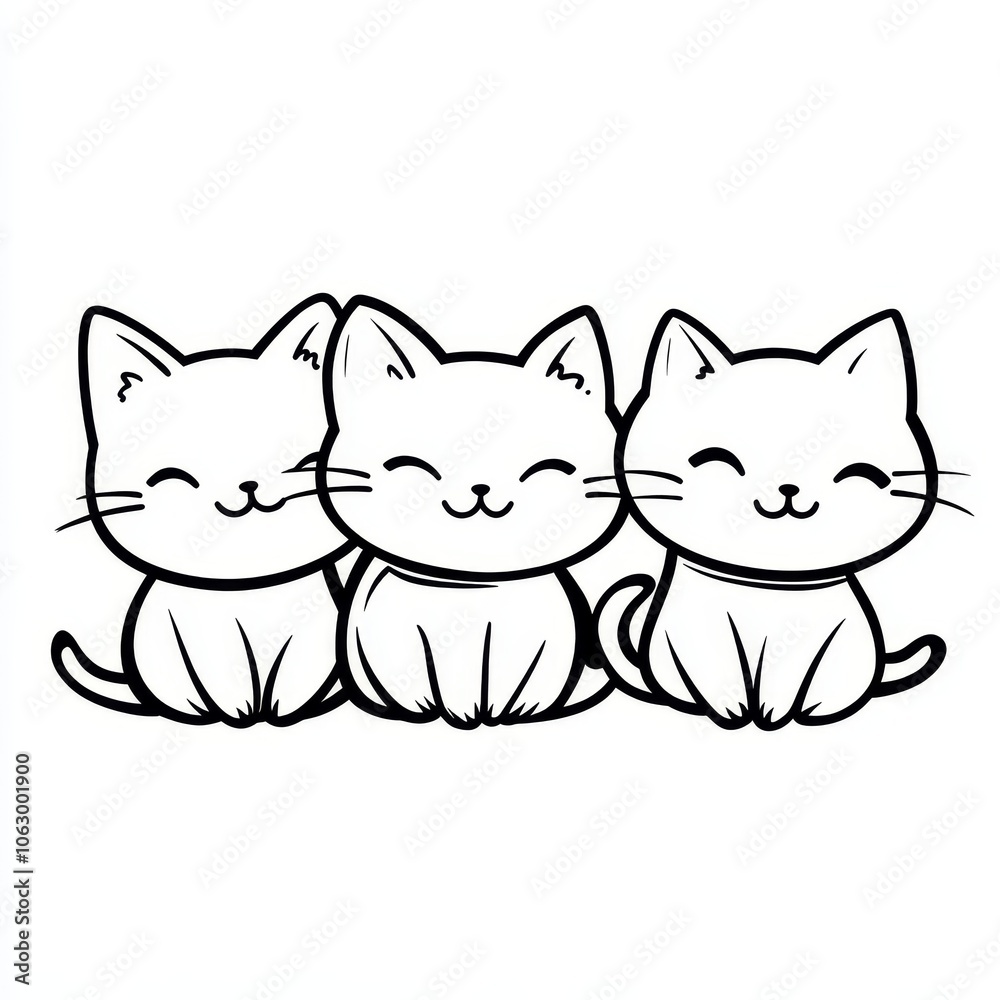 A drawing of cats sitting together