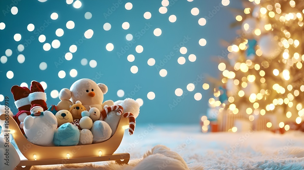 Christmas Sleigh With Stuffed Toys Christmas Sleigh With Stuffed Toys