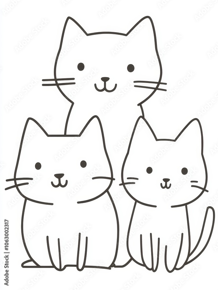 Fototapeta premium A drawing of cats sitting together