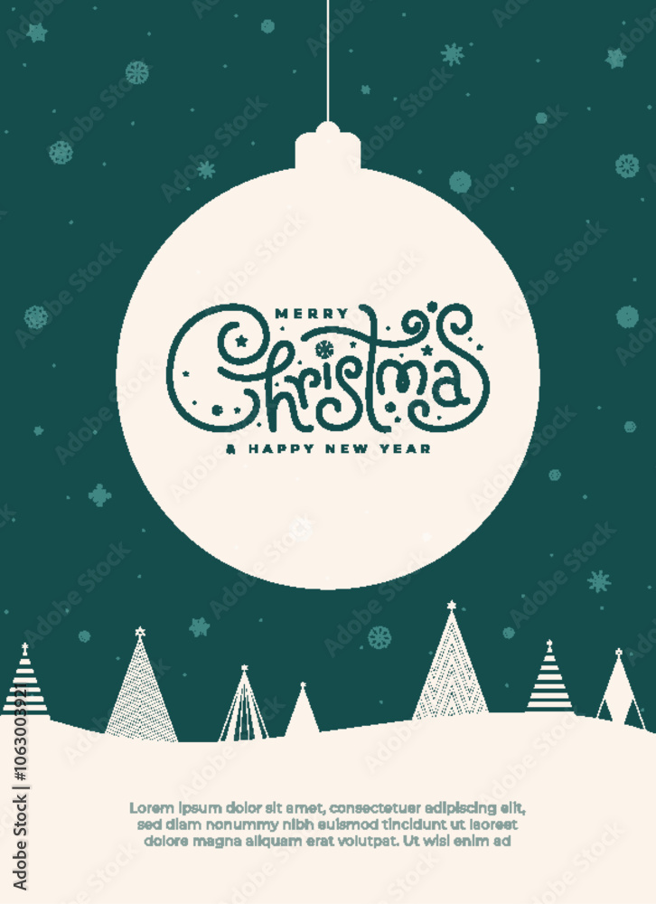 Fototapeta premium Wishing you a Merry Christmas and a Happy New Year! Winter cards featuring snow-covered Christmas trees against a blue background, perfect for the holiday season.