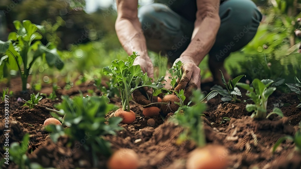Hands Harvesting Fresh Carrots from Soil
Hands Harvesting Fresh Carrots from Soil